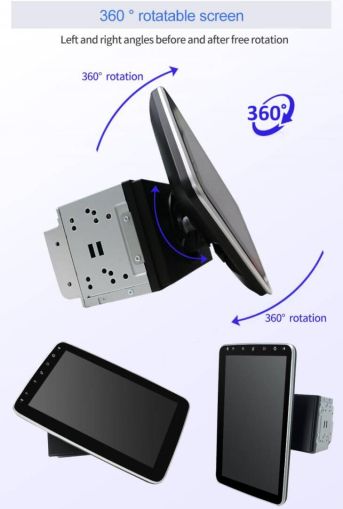 Универсална 2-DIN 10' мултимедия с андроид с въртящ дисплей