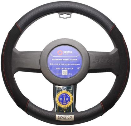 Калъф за волан SPARCO черен с червен конец