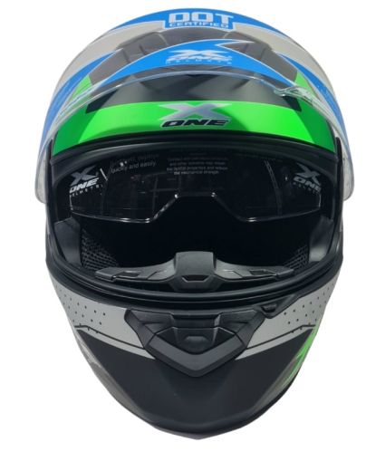 КАСКА ЗА МОТОР Син/зелен цвят