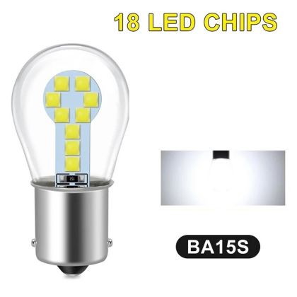 Диодни крушки 2бр BA15s LED бяла светлина