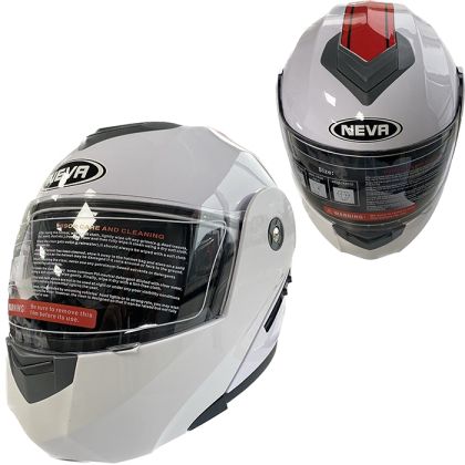 Каска за мотор - бяло / червено ГЛАНЦ