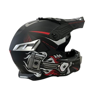 Мотокрос каска 188 - размер XL - Matt Black/Grey Red