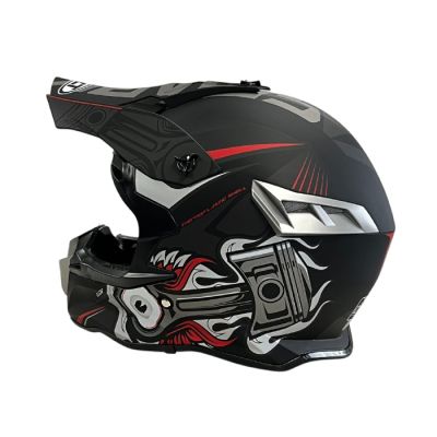 Мотокрос каска 188 - размер XL - Matt Black/Grey Red