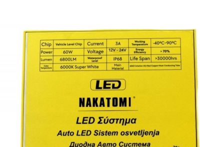 H4 Диоден комплект X6 ( за къси и дълги ) - NAKATOMI ( NAKAMOTO ) 12V & 24V- 60W / 6800 LM