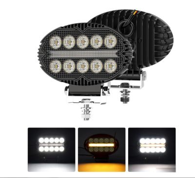 Универсална мощна LED ЛЕД диодна лампа халоген фар с бяла светлина и DRL жълта светлина 2000LM за камион трактор ролбар оффроуд АТВ джип земеделски и селскостопански машини и др. 12-24V