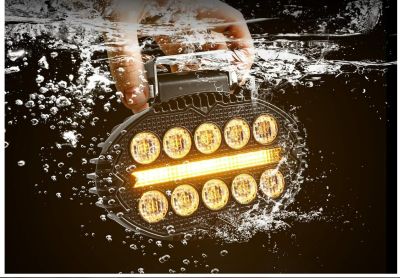 Универсална мощна LED ЛЕД диодна лампа халоген фар с бяла светлина и DRL жълта светлина 2000LM за камион трактор ролбар оффроуд АТВ джип земеделски и селскостопански машини и др. 12-24V