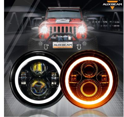 Комплект Кръгли LED фарове 7" 70W H4 букса, къси, дълги, дневни и мигач