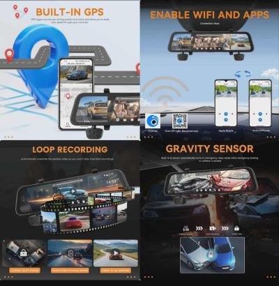 Видеорегистратор с 4 камери и 12´´ дисплей 1080P