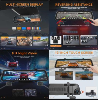 Видеорегистратор с 4 камери и 12´´ дисплей 1080P