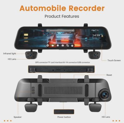 Видеорегистратор с 4 камери и 12´´ дисплей 1080P