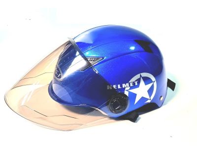 Каска мотопед, скутер-синя