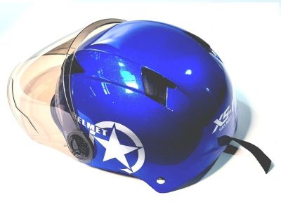 Каска мотопед, скутер-синя