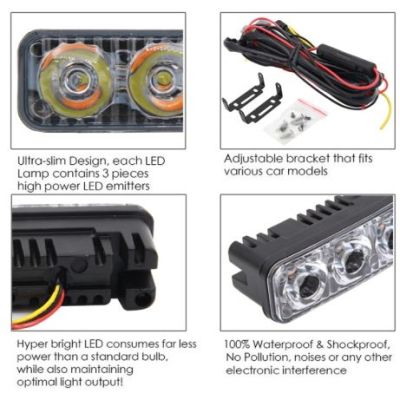LED DRL Дневни светлини с мигач - 3 диода