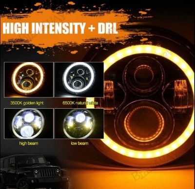 Комплект Кръгли LED фарове 7" 70W H4 букса, къси, дълги, дневни и мигач