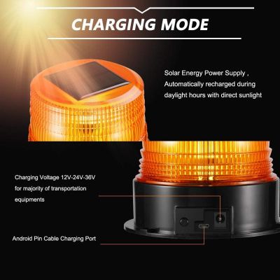 LED соларна сигнална лампа-маяк 12/24V