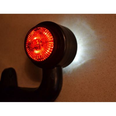 ЛЕД рогче с 4 диода червено/бяло криво