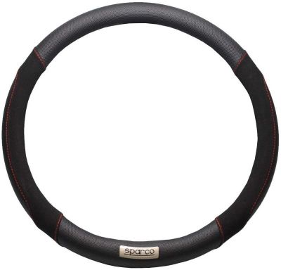 Калъф за волан SPARCO черен с червен конец