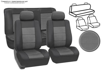 Комплект калъфи за седалки за кола ,тапицерия за предни и задни седалки ,Пълен комплект 8 части, Черни
