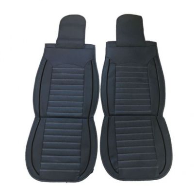 Комплект кожени универсални калъфи за седалки 2бр/к-т - Черно