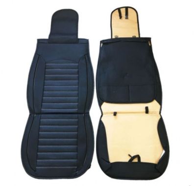 Комплект кожени универсални калъфи за седалки 2бр/к-т - Черно