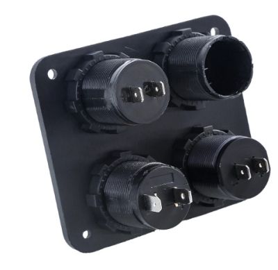 Панел за вграждане 4в1-  2 USB порта, гнездо за запалка+ волтметър