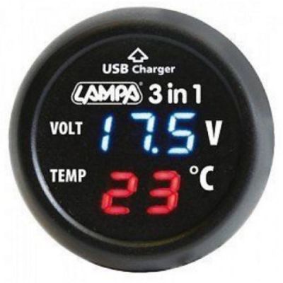 Зарядно за запалка с 4 USB + Волтметър