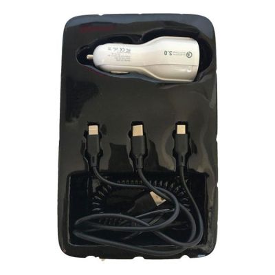 Универсално USB зрядно за кола с два порта и USB кабел