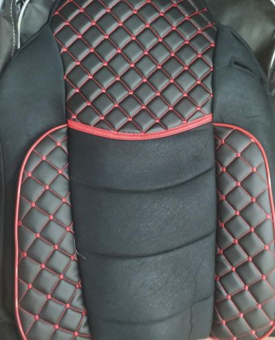 Тапицерия кожа Delux MAN TGX (07-14) черно с червен конец