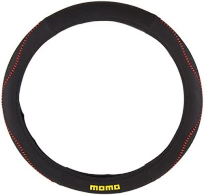 Калъф за волан MOMO черен с червен конец
