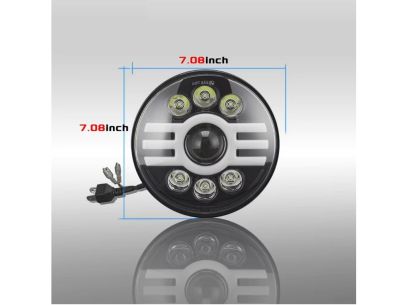Комплект от 2бр. универсален 7" инча 18см ЛЕД LED фар лампа халоген 12V-24V къси/дълги с DRL дневни светлини мигач бяло-жълто 5000lm за АТВ джип мотоциклет камион трактор и др