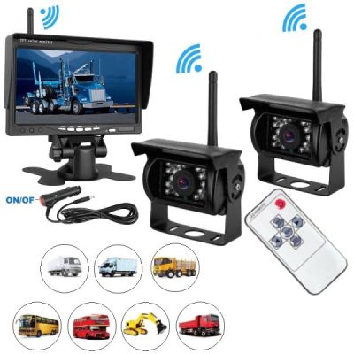 Безжичен комплект за паркиране с две камери, 7'' монитор и дистанционно