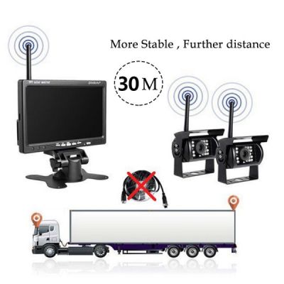 Безжичен комплект за паркиране с две камери, 7'' монитор и дистанционно