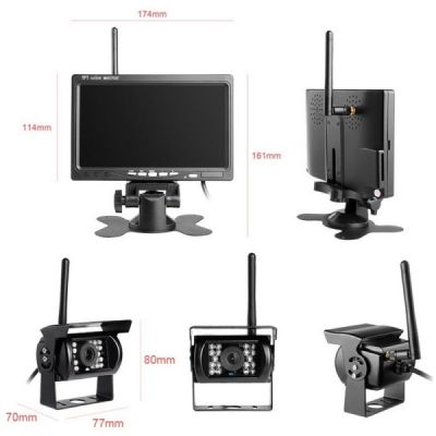 Безжичен комплект за паркиране с две камери, 7'' монитор и дистанционно