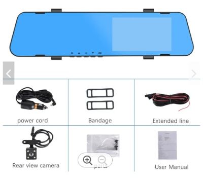 Видеорегистратор огледало+задна камера, FHD, G-Sensor