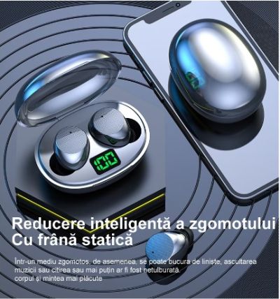 Безжични слушалки за iPhone/ Xiaomi/ Huawei, Sport, Bluetooth 5.3, K20, TWS, Stereo, HD, Digital dis
