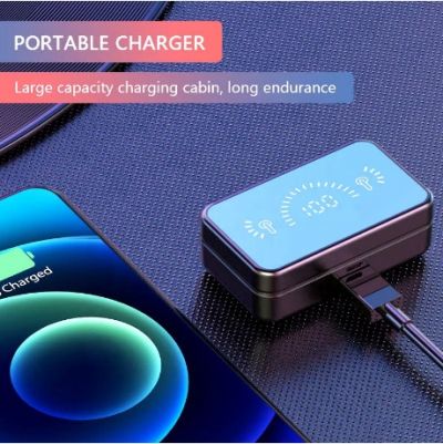 Безжични слушалки TWS, с огледало, Bluetooth 5.0, LED дисплей, IPX-5