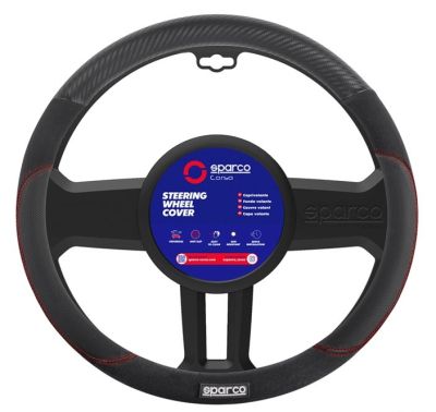 Калъф за волан SPARCO черен с червен конец