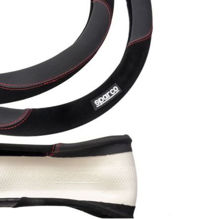 Калъф за волан SPARCO черен с червен конец