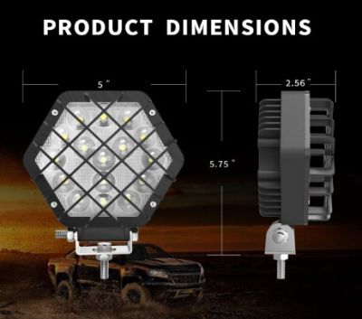 5-инчови 48W 4800 лумена LED светлини, Spot Light Pod, офроуд светлини, подходяща за лодка, джип, SUV, камион, ATV, мотоциклет (черен капак)