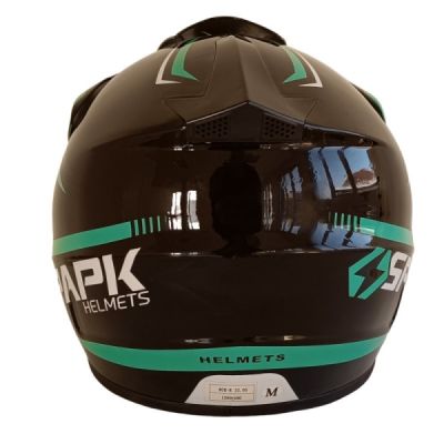 Каска за мотор кросова черно с зелено/бяло