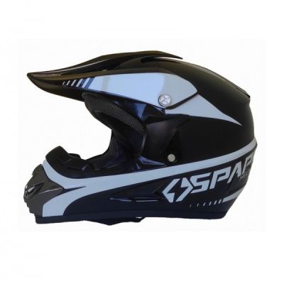 Каска за мотор кросова черно с зелено/бяло