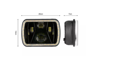 Комплект от 2бр. универсален 60W ЛЕД LED фар лампа халоген 12V-24V къси/дълги с DRL дневни светлини мигач бяло-жълто 20 x 14cm