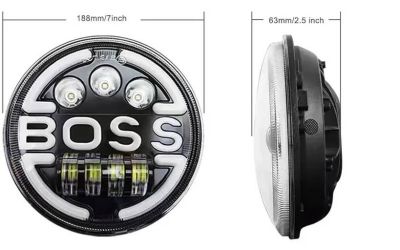 Комплект от 2бр. универсален 7" инча 18см ЛЕД LED фар лампа халоген 12V-24V къси/дълги с DRL дневни светлини мигач бяло-жълто 6500lm