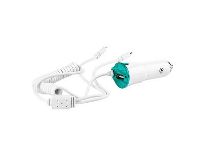 Зарядно за кола, 2 кабела, Iphone 5, microUsb, USB, 12/24V Amio