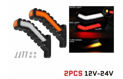 Комплект от 2 броя Рогчета с Динамичен "Бягащ" Мигач Неон Ефект Странични Маркери Габаритни Светлини 12 - 24V за Камион Ремарке Платформа Каравана и др.