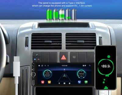 1 Din Android Автомобилно радио 2+64GB Single Din 6,86-инчов сензорен екран CarPlay/Android Auto 1080P GPS WIFI FM RDS Тип C порт