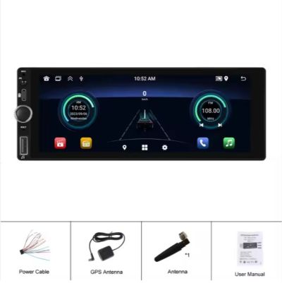 1 Din Android Автомобилно радио 2+64GB Single Din 6,86-инчов сензорен екран CarPlay/Android Auto 1080P GPS WIFI FM RDS Тип C порт