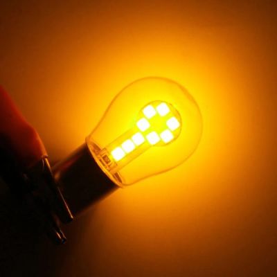 Диодни крушки 2бр BA15s LED жълта светлина
