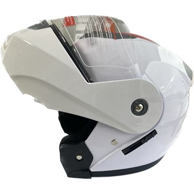 Каска за мотор - бяло / червено ГЛАНЦ