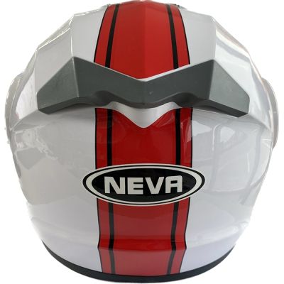 Каска за мотор - бяло / червено ГЛАНЦ